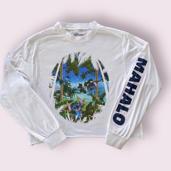 Disney Tops - Lilo & Stitch Long sleeve cropped shirt Sz L